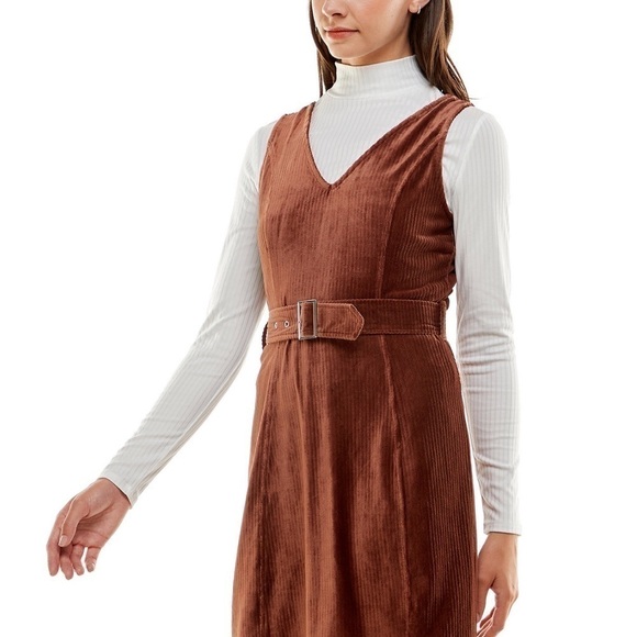 Planet Gold Belted Sweater & Dress Set. Brown/White. Size- Large NWT - Picture 2 of 5